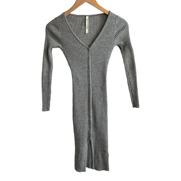 ARITZIA The Group Babaton Heather Grey Ribbed Knit Avalon Midi Dress US XS - Picture 2 of 7